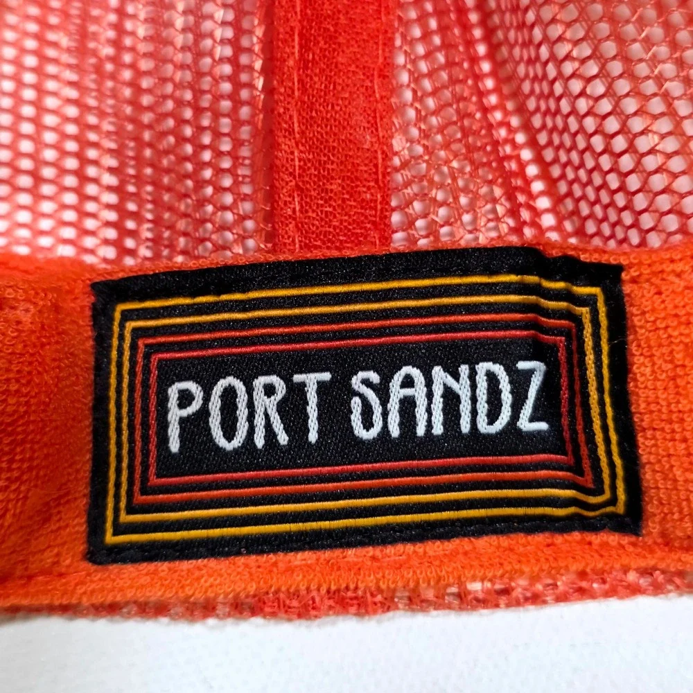 Port Sandz Trucker Hat Orange See You Lakeside Patch Snapback Mesh Outdoors